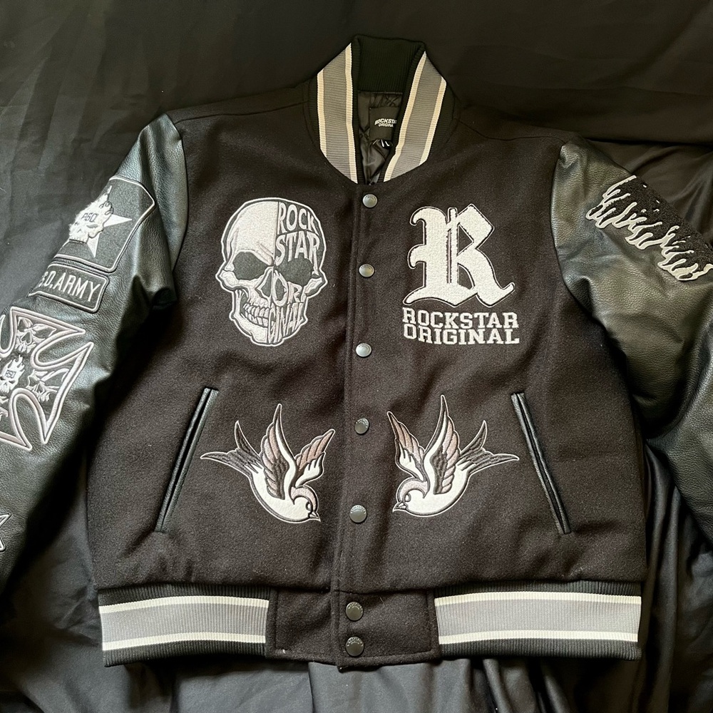 Rockstar Original Black and Gray Varsity Jacket